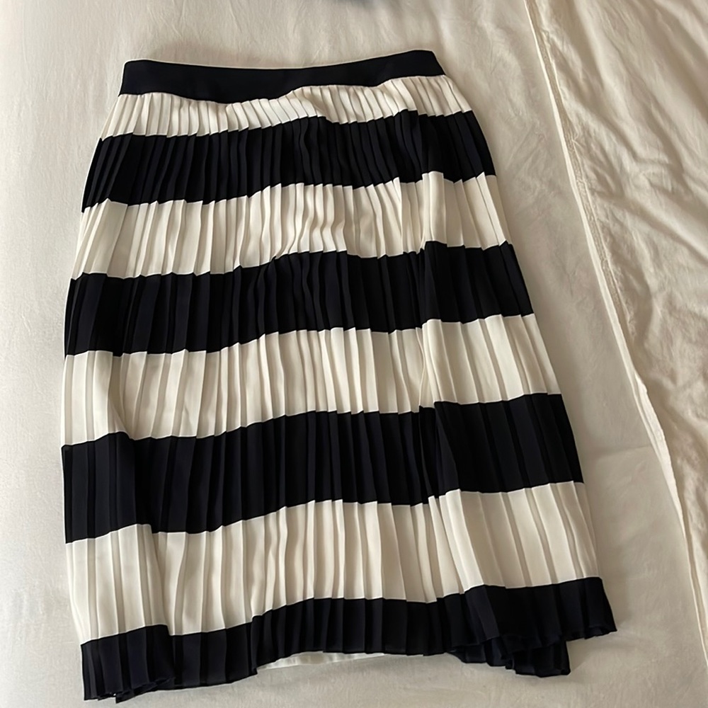 J. Crew Factory Black and White Pleated Midi Skirt